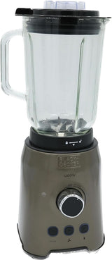 BLACK+DECKER Standmixer | 500W | 2 Geschwindigkeiten | Pulse-Funktion | Glaskrug | 1,5L | Edelstahlmesser Mit 4 Klingen | Herausnehmbar Und Leicht Zu Reinigen | Weiß Und Grau Bucatarie Naty Shop 1200W Edelstahl