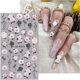 JMEOWIO 3D Nagelsticker Blumen Nail Art Sticker Selbstklebend Nagelaufkleber 5D Stereoskopisch Frühling Sommer Dekoration Nageldesign Zubehör 4 Blatt