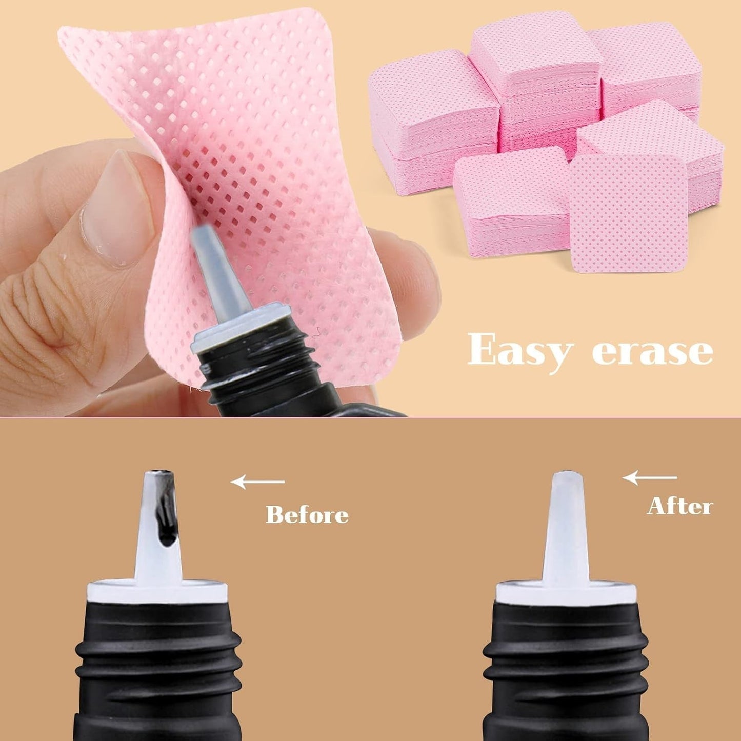 300 Stück Nagellackentferner Pads, Fusselfreie Nägel Wattepads Für Nägel Nagellackentferner Lint Free Nail Wipes Cleaner Gelnägel - Rosa