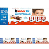 Kinder Chocolate – Batoane de ciocolată din ciocolată cu lapte umplută – 1 pachet conținând 24 de batoane individuale (24 x 12,5 g).