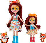 Enchantimals HCF81 - Felicity Fox și sora ei mai mică (aprox. 15 cm și aprox. 10 cm) și 2 figurine animale, fustă detașabilă și accesorii, cadou excelent pentru copiii cu vârsta de 3 ani și peste
