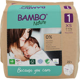 Scutece Bambo Nature pentru bebeluși, mărimea 1 (2-4 kg), cutie lunară de 132 bucăți | Scutece premium cu protecție îmbunătățită împotriva scurgerilor | Confort și libertate supreme pentru nou-născuți | Scutece testate dermatologic