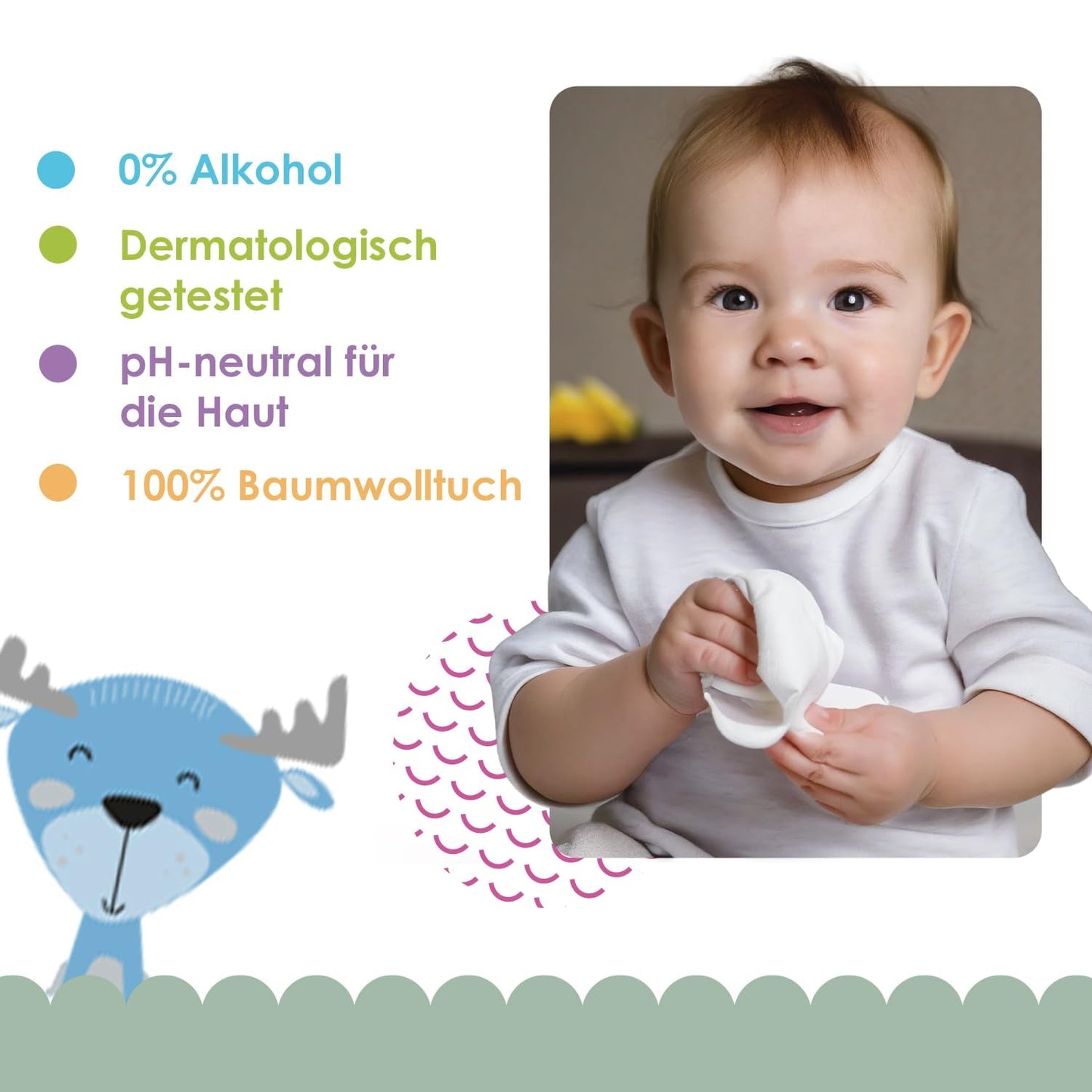 Șervețele umede Cleanic Baby Eco Pure Water – (1 x 50 buc.) Șervețele umede pentru copii și sugari – fără parfum, se pot arunca la toaletă, piele sensibilă – 50 buc.