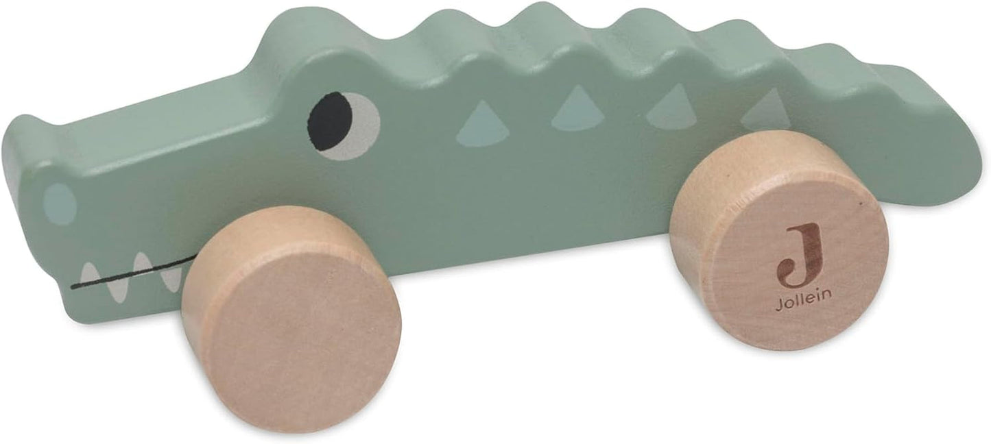 Jollein 112-001-67090 Jucărie din lemn pe roți, verde Jucarii Bebe Naty Shop