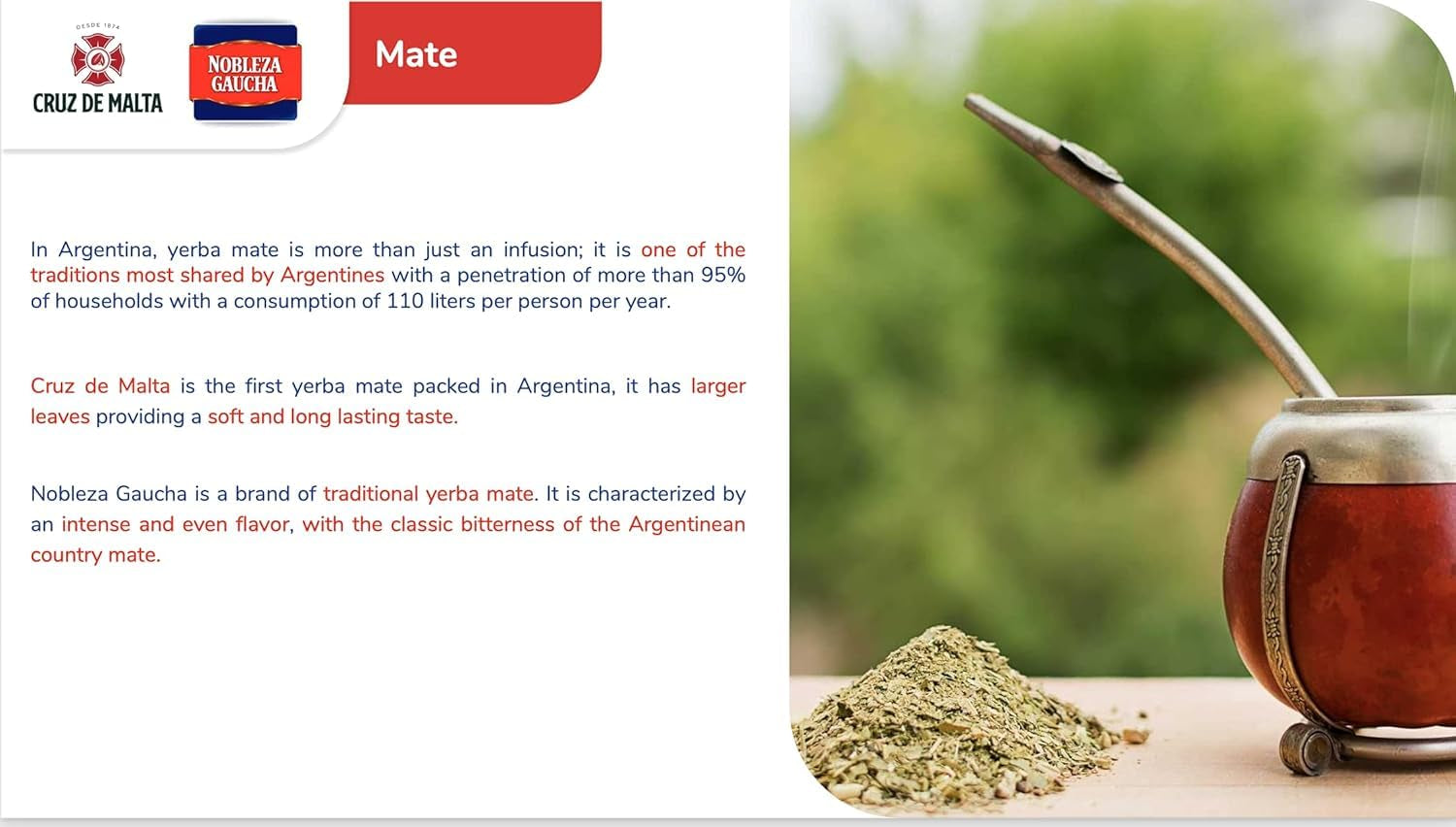 Ceai argentinian de mate cu bucăți de tulpini, 1 kg.