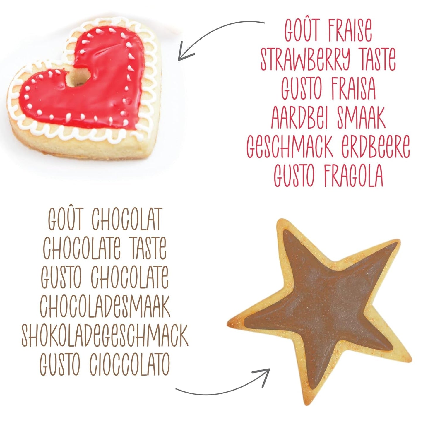 Scrapcooking – 4 markere pentru piese: auriu, ciocolatiu, alb și roșu – pixuri decorative comestibile pentru scris și desenat pe deserturi, prăjituri și biscuiți