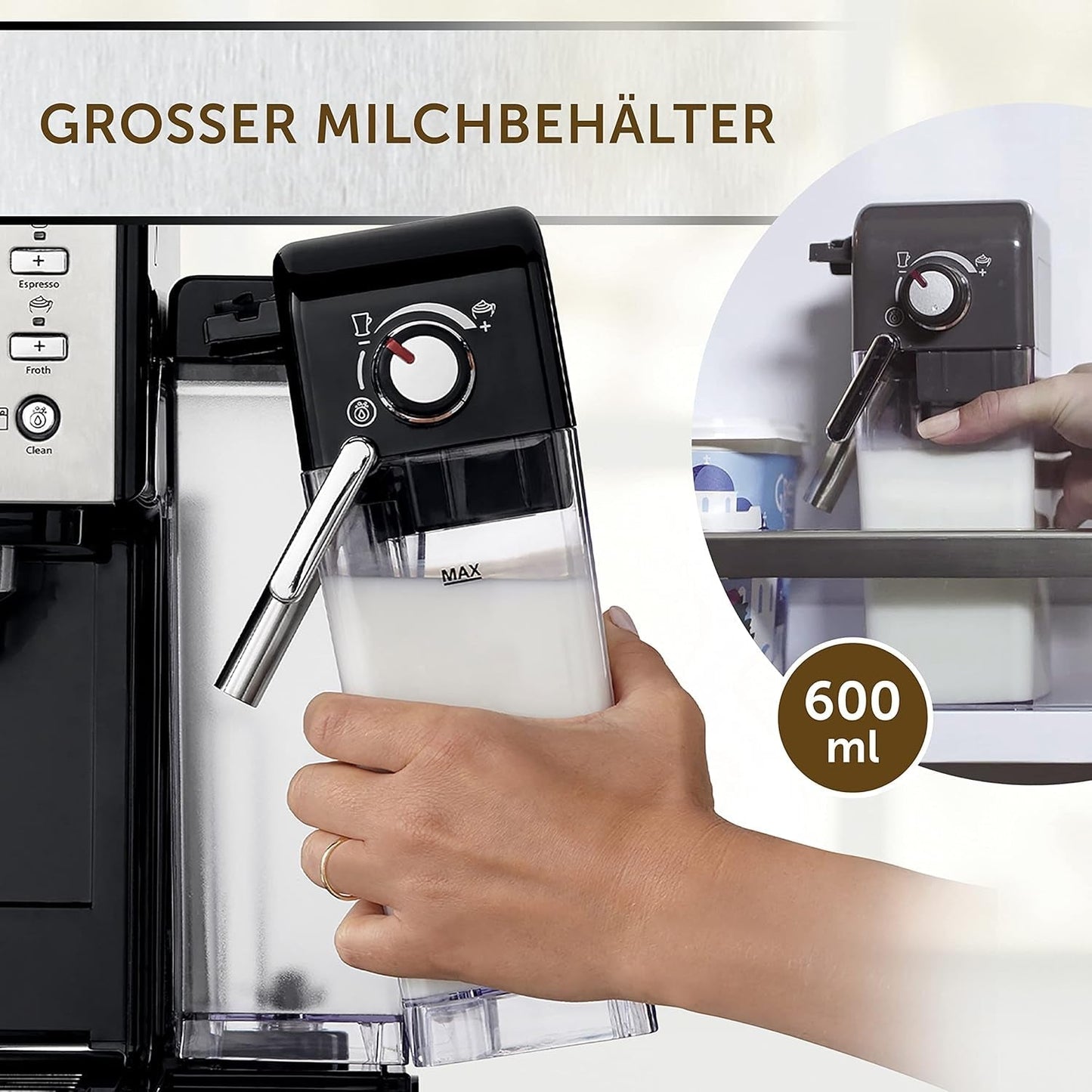Espresso Breville Prima Latte II | Aparat de latte și cappuccino | Pompă profesională cu 15 bari și spumator de lapte | Argintiu [VCF108X]