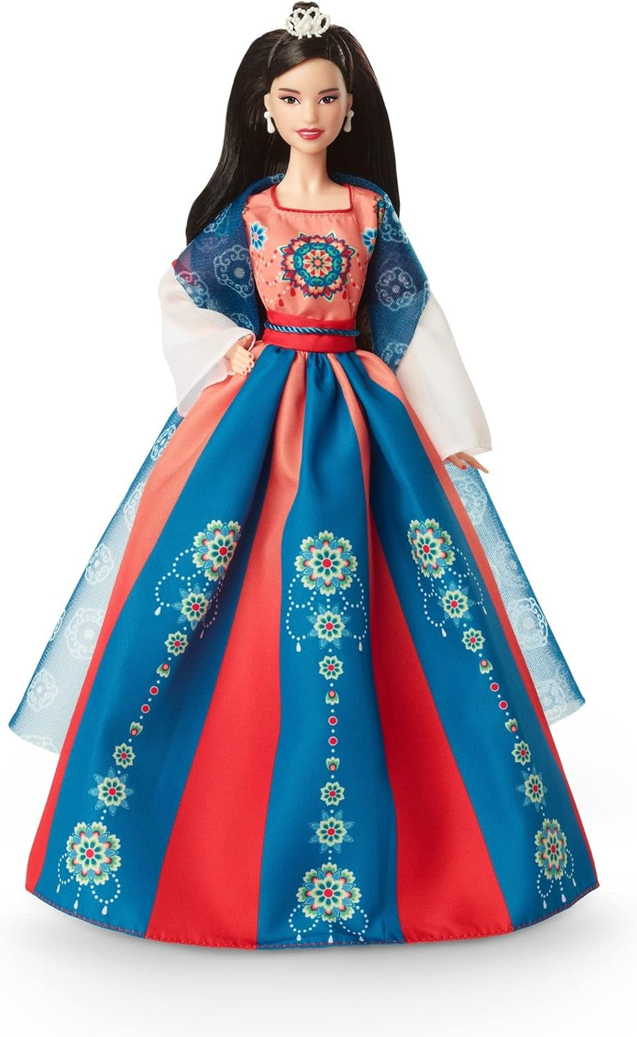 BARBIE Lunar New Year Puppe - Sammelfigur mit traditioneller Hanfu-Robe und chinesischen Drucken, inspiriert von Dunhuang-Höhlenmalereien, inklusive Puppenständer und Echtheitszertifikat, HJX35