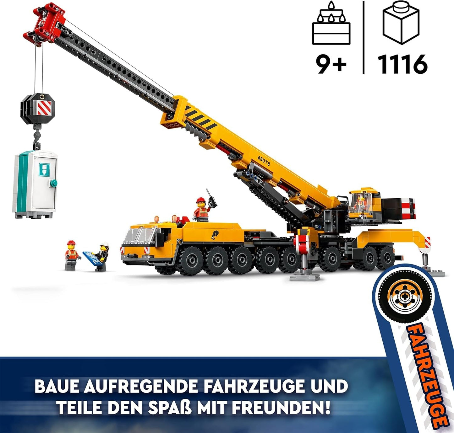 Macara mobilă de construcții LEGO City, jucărie de construcții pentru băieți și fete, cadou pentru copii creativi, braț lung extensibil, 4 minifigurine de muncitori în construcții pentru jocuri de rol 60409 Seturi de constructie Besuche den LEGO-Store