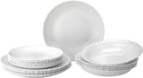 Set de veselă pentru 6 persoane - 18 piese - Set de farfurii din sticlă opal - Set de veselă albă - Set de bol și farfurie - Veselă modernă - Farfurii - Serviciu de masă - Set de veselă pentru 6 persoane