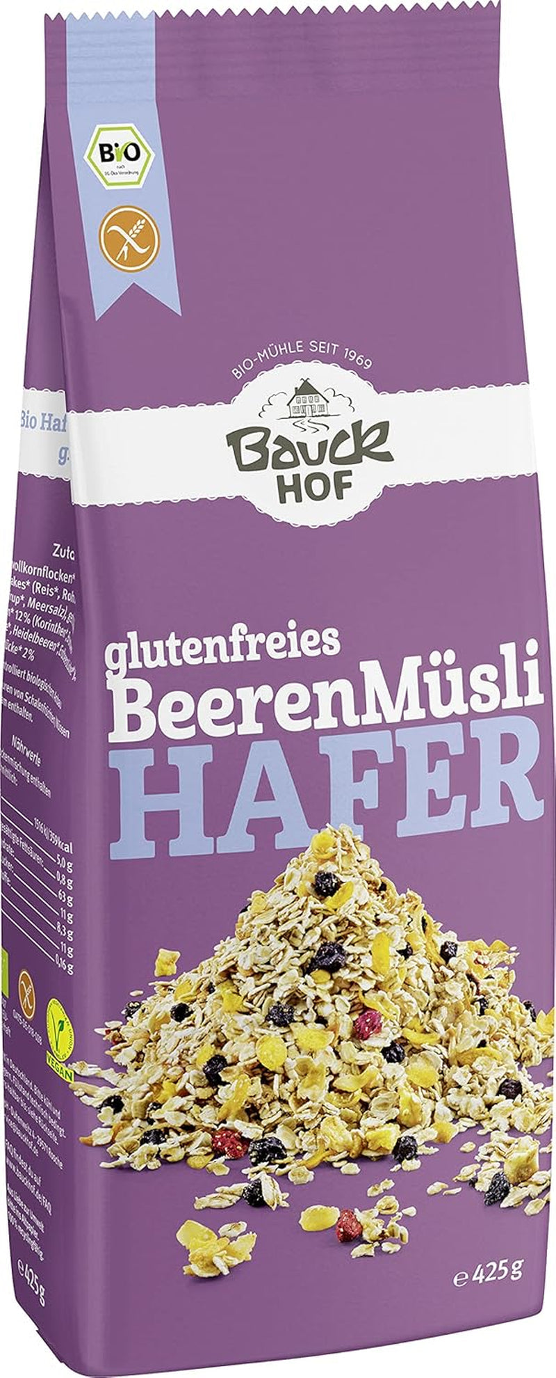 muesli de ovăz hof cu fructe de pădure, fără gluten (425 g) - Bio