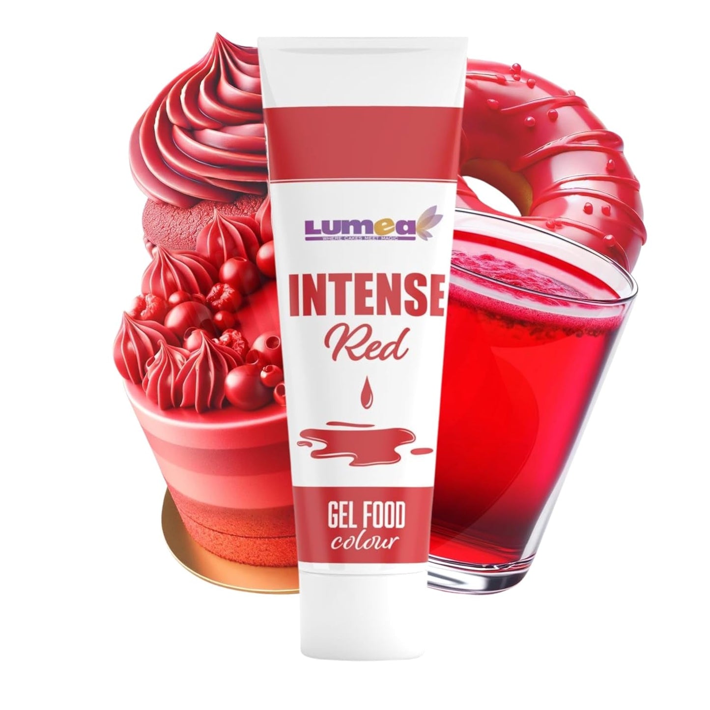 Dekozauber24 Colorant alimentar roșu, gel, 30g, vegan, fără zahăr, foarte concentrat, colorant alimentar roșu pentru fondant, cremă de unt, băuturi și multe altele