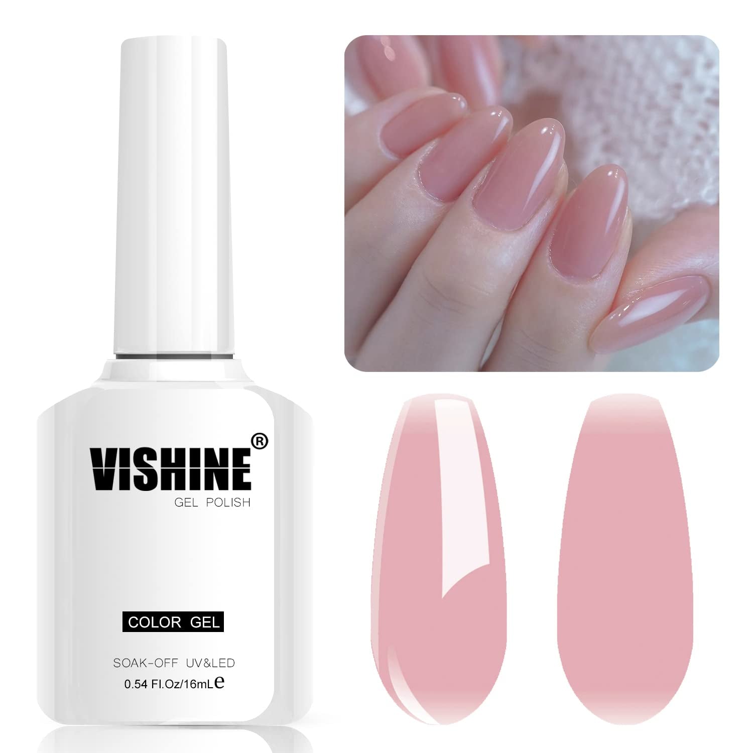 Ojă gel roz transparent – 16 ml, nuanța pielii, lampă LED translucidă pentru unghii, ojă gel pentru unghii, model Nail Art M087