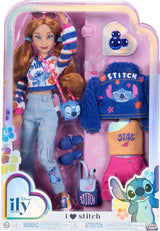 Disney ILY 4EVER Fashion Dolls Stitch cu păr roșcat 11.5" înălțime cu 13 puncte de articulare, două ținute complete Mix-And-Match și inel Mickey strălucitor pentru tine! Papusi Naty Shop