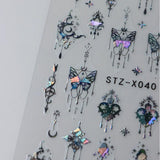 3D Metallic Schwarz Schmetterling Nagelsticker - Laser Pink Aurora Nagelaufkleber - Punk Butterfly Nail Art Stickers - Silver Nail Sticker - Nageldesign Zubehör