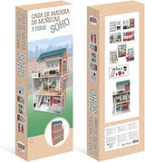 Casă de păpuși cu 3 etaje, design Soho-Madera, cu 8 piese de mobilier, dimensiuni 120 X 33 X 75 cm (913D00181) Casute de papusi Naty Shop