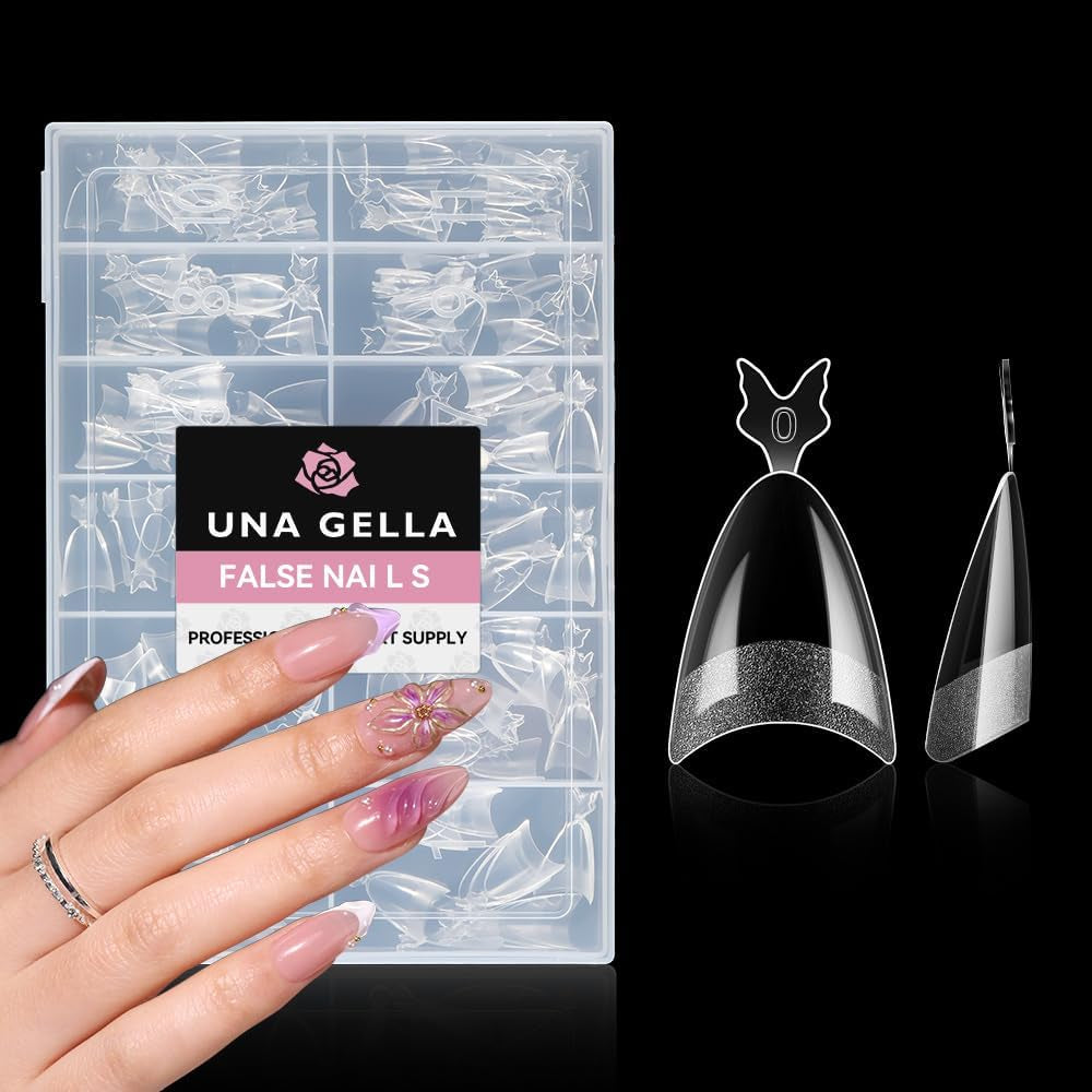 Tipuri de unghii balerină pentru unghii cu gel, 216 bucăți, 12 mărimi, tipuri de unghii cu gel moale, acoperire completă, set pentru extensii de unghii, semi-mate, DIY, artă acasă