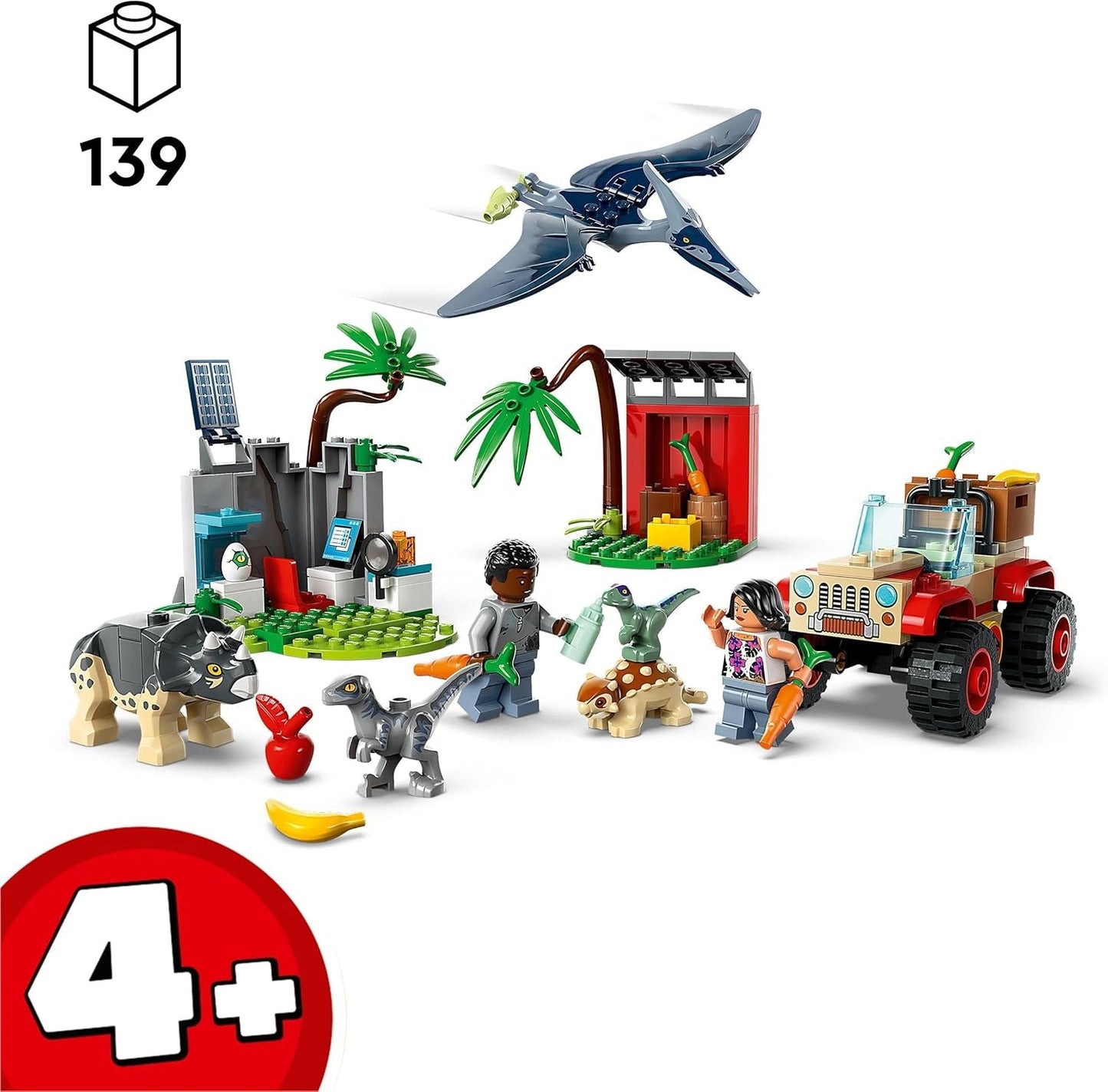 LEGO Jurassic World Rescue Centre for Baby Dinosaurs, set cu figurine mici de dinozauri, inclusiv Triceratops, Ankylosaurus și Velociraptor, cadou de construcție pentru băieți și fete de la 4 ani 76963 Seturi de constructie Besuche den LEGO-Store
