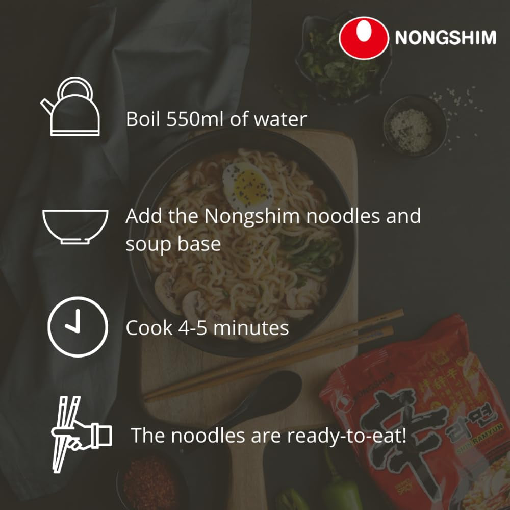 Nongshim - Tăiței instant Shin Ramyun - Pachet multiplu (20 x 120g) - Designul produsului poate varia