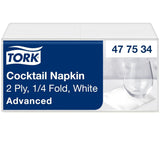 Șervețele Tork Cocktail White, 1/4-fold, 2 straturi, 24 cm × 24 cm, 200 șervețele, 477534