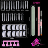 Set de 120 de forme duble pentru unghii, șabloane pentru extensii de unghii cu pensulă roz cu două capete, clemă pentru vârful unghiilor, separator de degete din burete și pilă de unghii pentru unghii Polygel