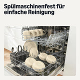 Set de veselă din gresie glazurată Amazon Basics, 18 piese, 6 seturi complete, lavabil în mașina de spălat vase, ivory