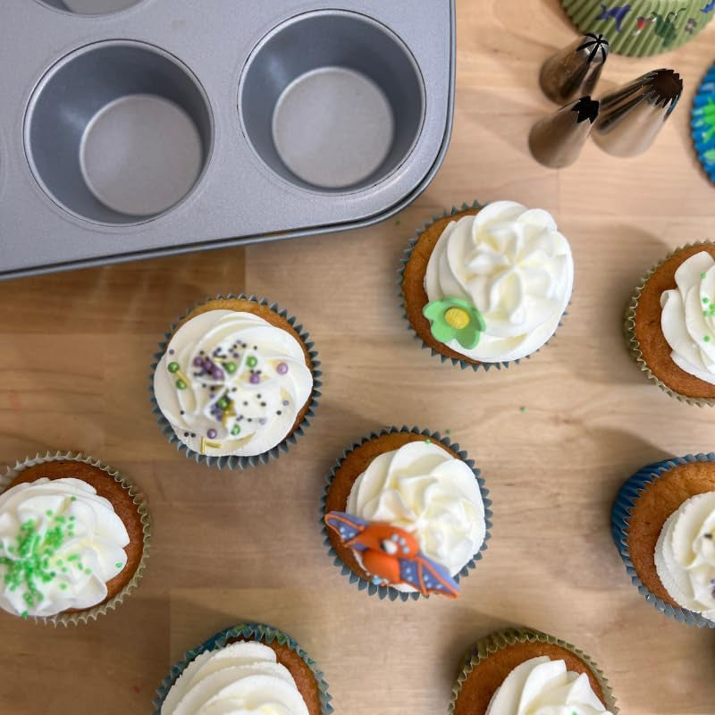 Wilton 03-3118 Cupcake- /Muffin-Backform, Recipe Right, Antihaft, 12 Vertiefungen, Grau Matrite si tavi pentru copt Naty Shop