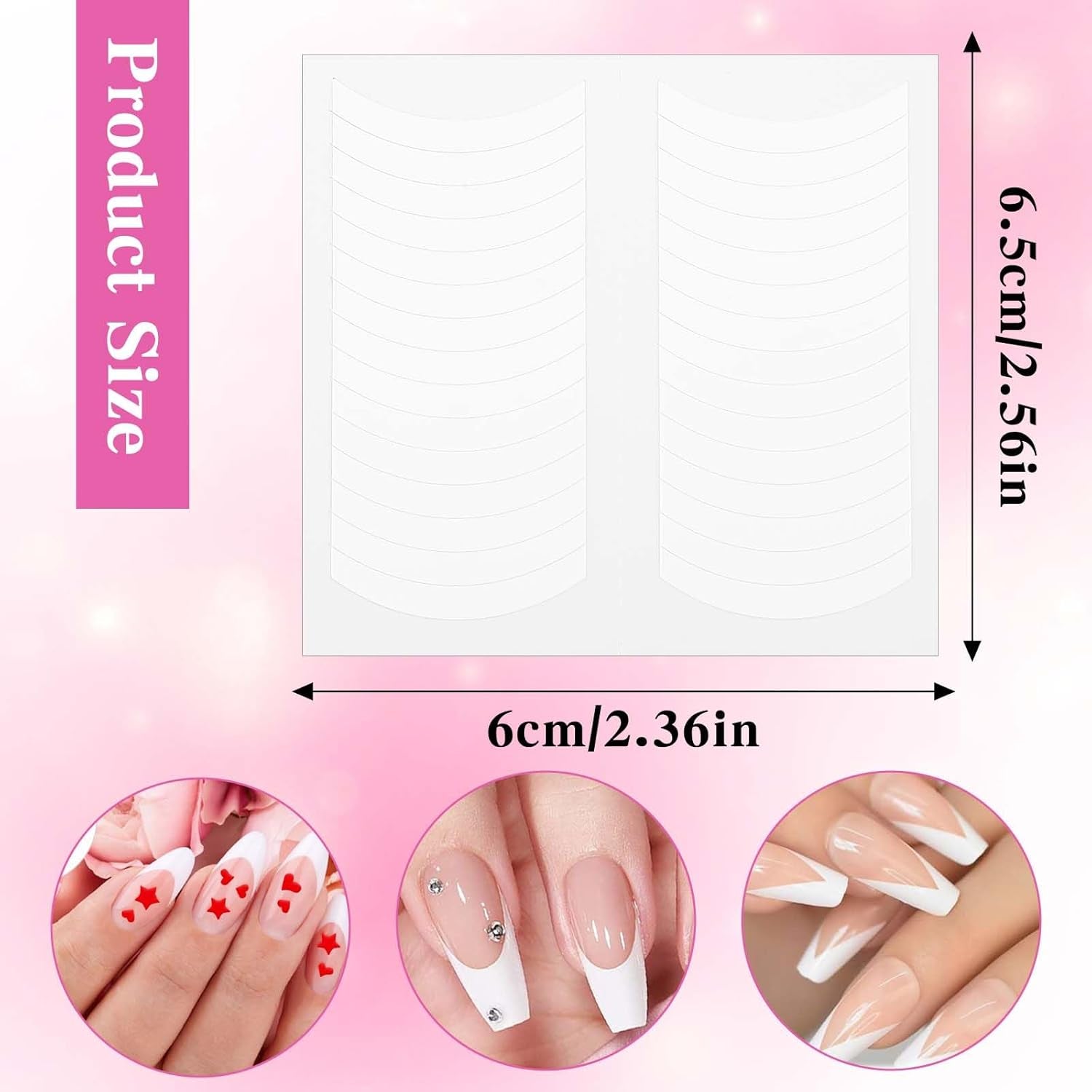 1620 Stück French Schablonen Nägel,French Nail Schablone,Maniküre Schablonen,Selbstklebende Nail Art Sticker Frenchs Für DIY Nageldesign Maniküre Dekoration Nageldesign Zubehör