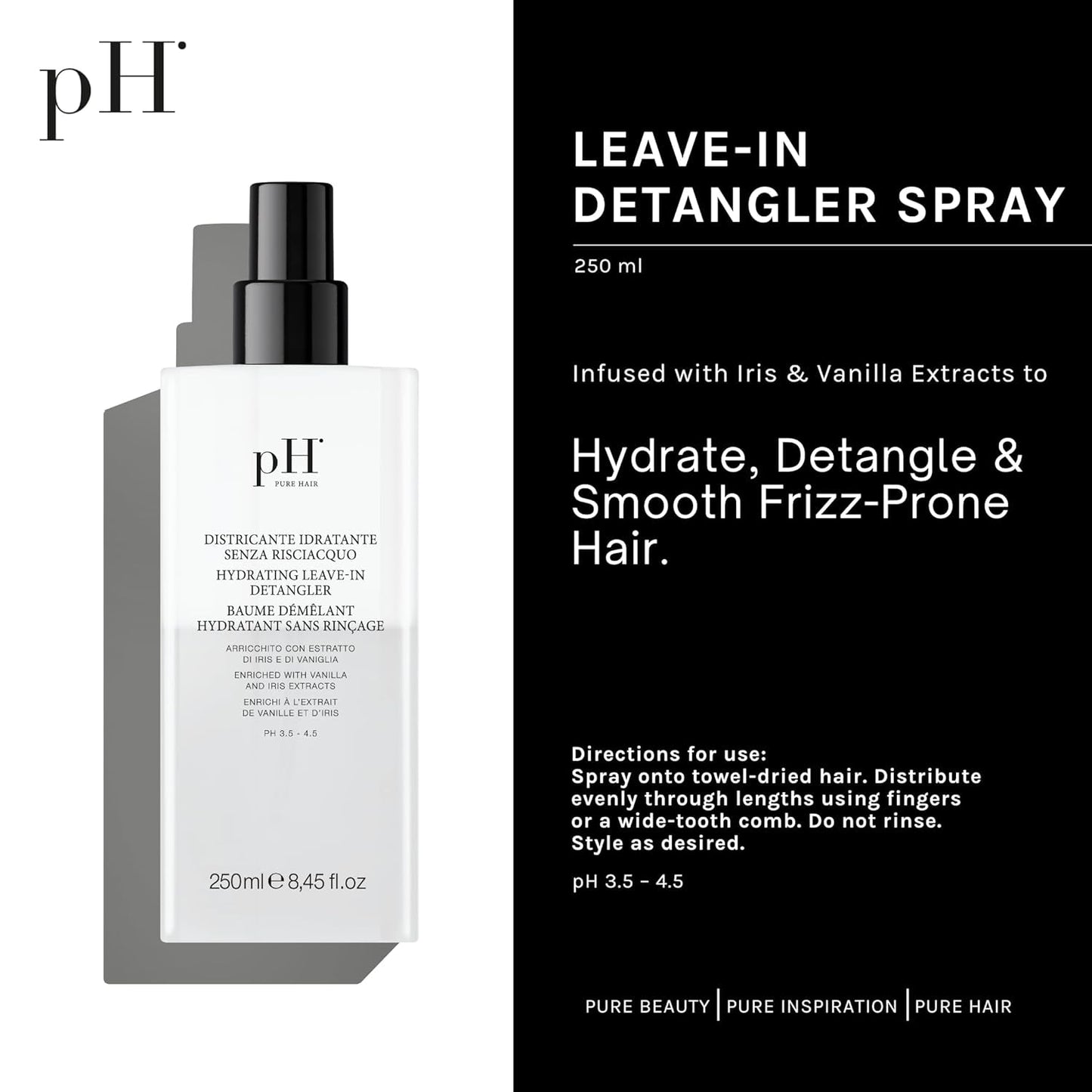 Produse pentru descurcarea parului fără clătire cu pH hidratant 250 ml Produse pentru descurcarea părului Naty Shop