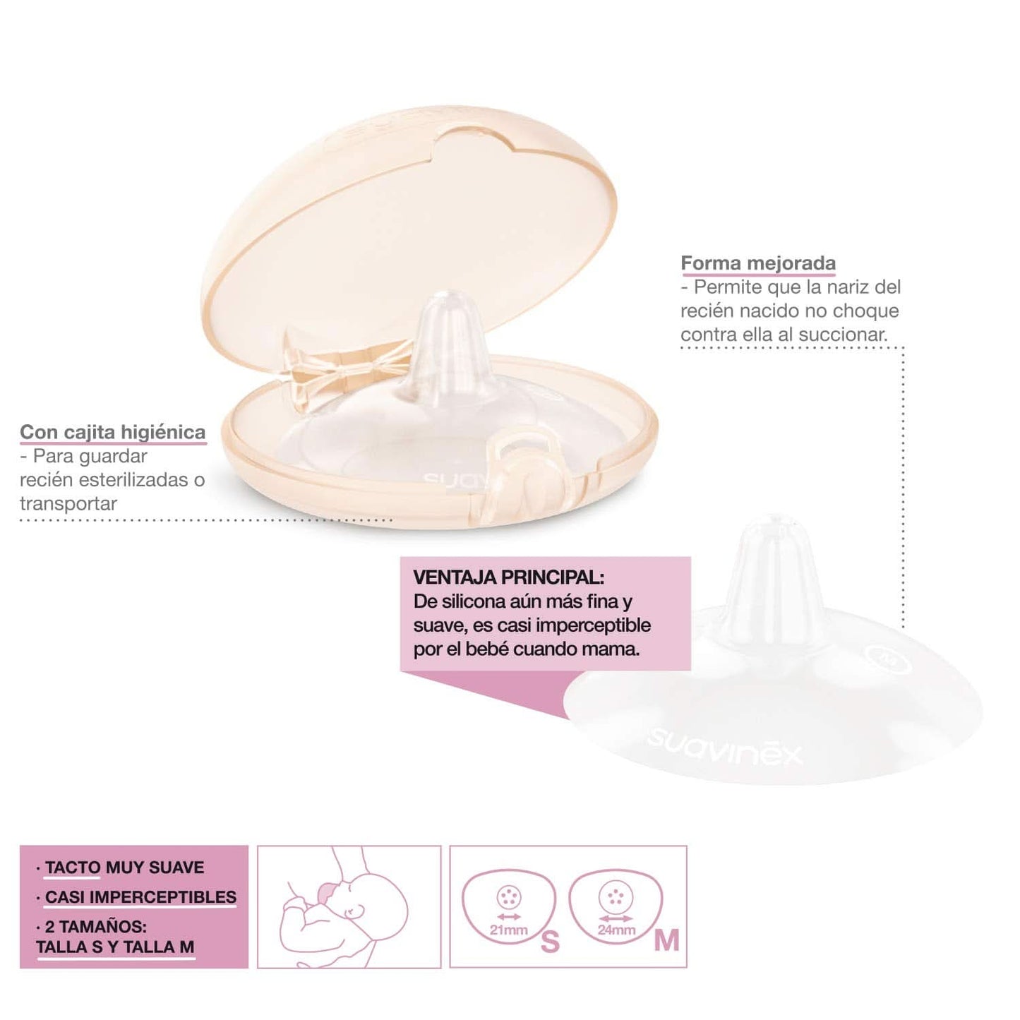 Suavinex Brustpolster Aus Silikon, Größe S, 2 Stück Accesorii Hrana si Alaptare Bebe Naty Shop