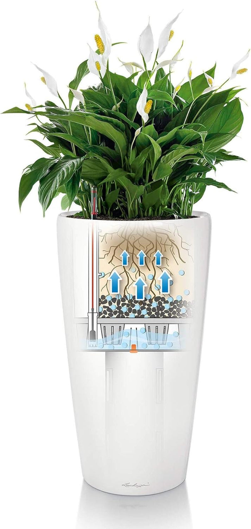 LECHUZA RONDO Premium 40 alb lucios 15740
