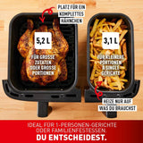 Tefal Dual Easy Fry Hot Air Fryer cu două camere, capacitate de 5,2/3,1 litri, două sertare independente, 7 programe Electrocasnice Naty Shop