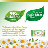 Șervețele umede pentru bebeluși sensibili, 0% parfum, formulă 98% naturală care restabilește echilibrul pH-ului pielii, cu sigiliu de prospețime, 54 de șervețele