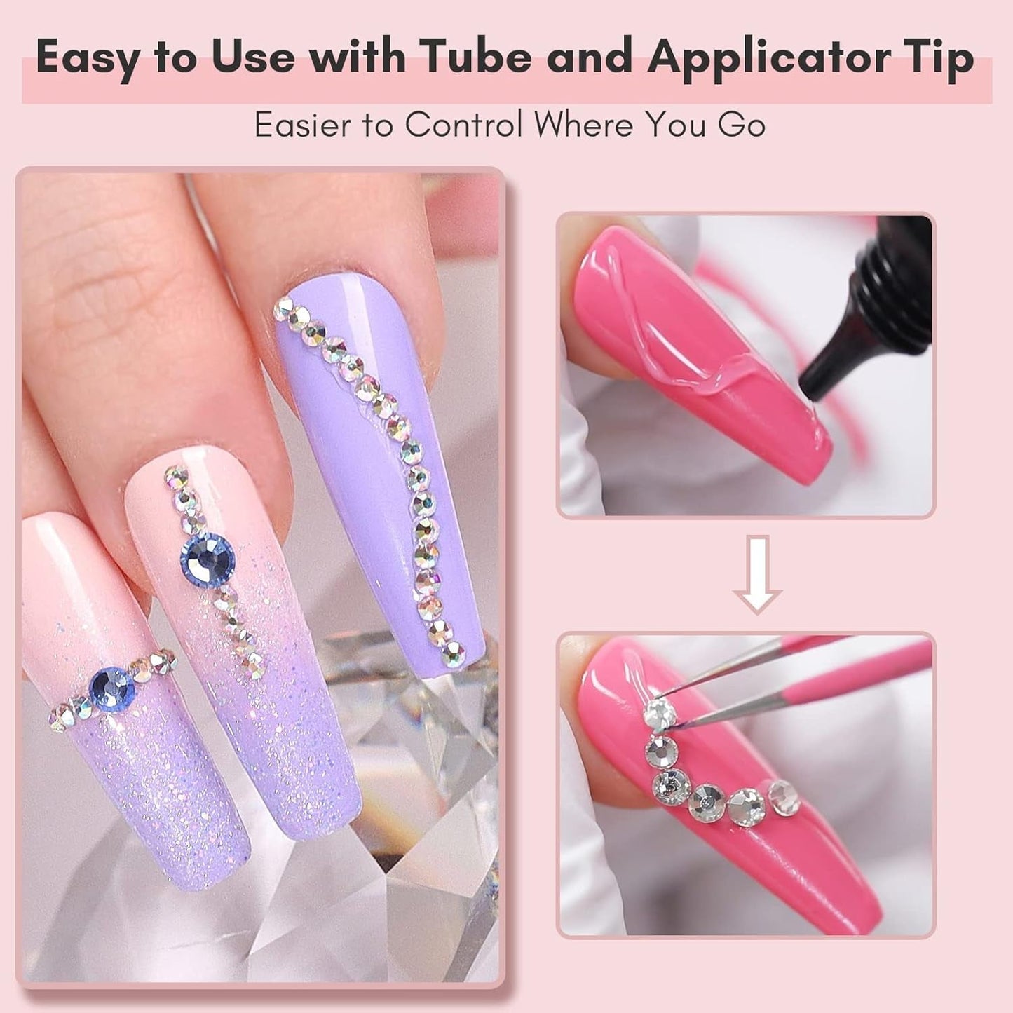 Makartt Rhinestone Glue Gel 3D Gel Nail Art Super Strassstein Kleber Für Nägel, Um Verschiedene Strasssteine Anzukleben and 3D Designs and Nail Charms, Perfekt Für Uv/Led-Lampe Geeignet, 30G