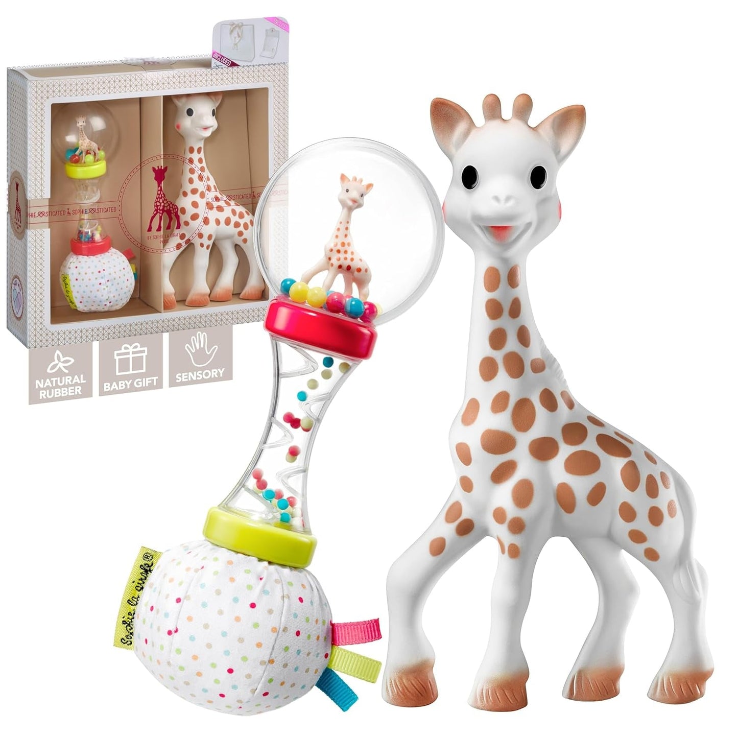 Sophie girafa set cadou de naștere Sophiesticated zornăitor pouet 00012 Jucarii Bebe Naty Shop Singur Transparent