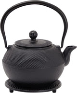 Set de ceai japonez Juvale cu ceainic din fontă (1200 ml), farfurie și 2 căni, set de ceai în stil Tetsubin, negru
