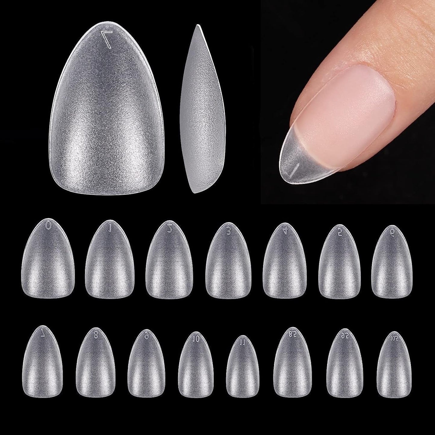 Btartbox Tipuri de Unghii Extra Scurte, Model Migdala – Acoperire Completă cu Gel X Tipuri de Unghii XS Moi pentru Unghii cu Gel – Preformate, Semi-mate, pentru Unghii Late, Salon, 320 Bucăți