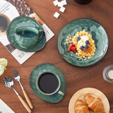 Serviciu de cafea Vancasso din gresie, set de cafea STARRY cu 12 piese pentru 4 persoane, include cești de cafea și farfurioare, aspect vintage