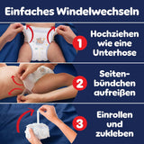 Scutecele Pampers Night Pants mărimea 6, 138 de bucăți, 13kg-19kg, oferă protecție suplimentară pentru întreaga noapte.