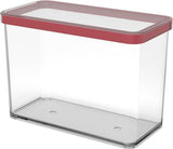 Rotho Loft set de 5 borcane de depozitare cu capac, diferite dimensiuni, plastic alimentar (PP) fără BPA, transparent/roșu, (21,4 x 21,4 x 23,5 cm) Cutii depozitare alimente Naty Shop 2.1 L Rectangular