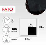 - Șervețele de hârtie de unică folosință, ideale pentru aperitive și cocktailuri, pachet de 100 șervețele, dimensiune 24X24, pliate 4 ori, 2 straturi, culoare neagră, hârtie din celuloză pură 100%, certificată Fsc