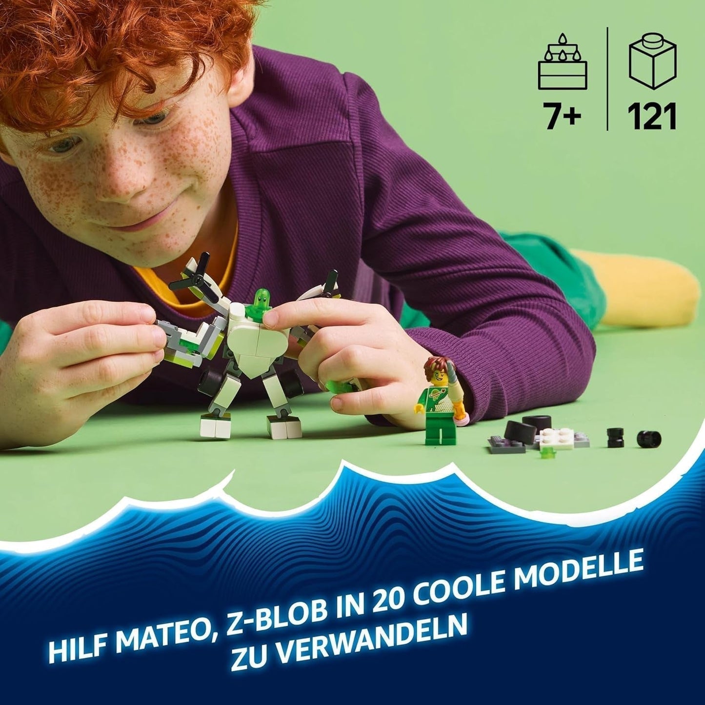 LEGO Dreamzzz Z-Blob's Robot and Vehicle Adventure, 20-in-1 Toy Mech, pentru fete și băieți, copii cu vârsta de peste 7 ani, Playset Fantasy cu Mateo Minifigure, 20 versiuni de Z-Blob 71487 Seturi de constructie Besuche den LEGO-Store