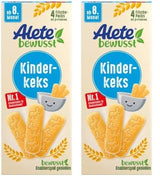 Biscuiți pentru copii Alete Conscious, de la 8 luni, biscuiți cu unt din grâu pentru copii, biscuiți ambalați convenabil ca o gustare mică, perfecți pentru drum și între timp, 1 x 180 g (pachet de 2)