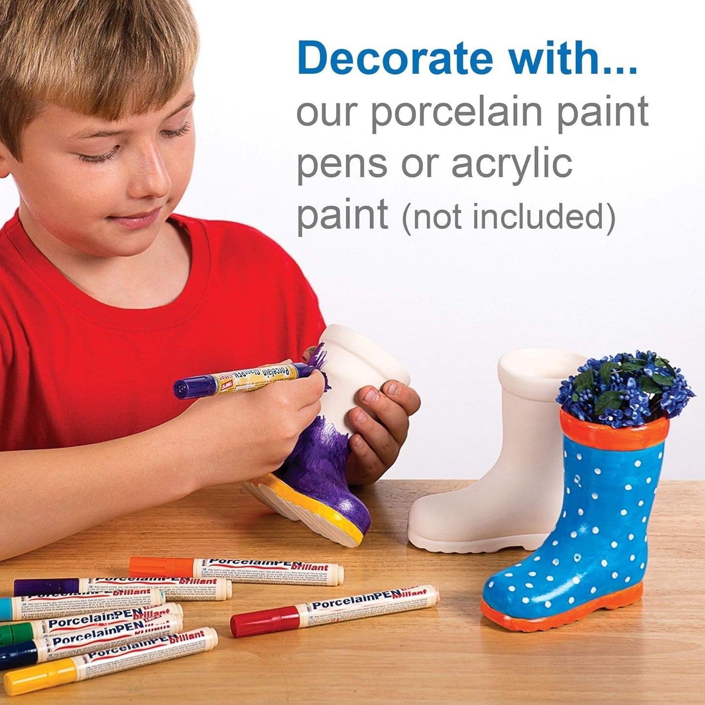 Ghivece ceramice Baker Ross „Wellies” pentru copii (2 bucăți)