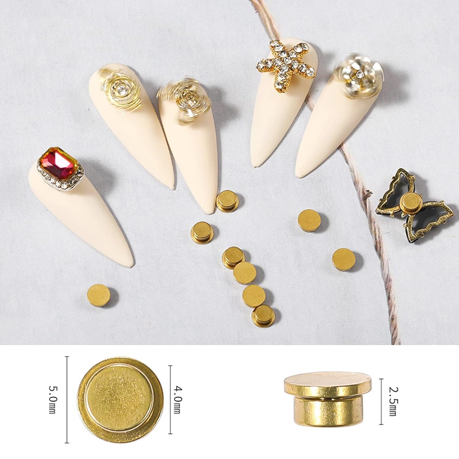 Nail Art Rotating Charm, 20 Stück Spinning Nail Charms Nail Rotating Bearing Für Nail Art Design DIY Crafting Schmuck Zubehör