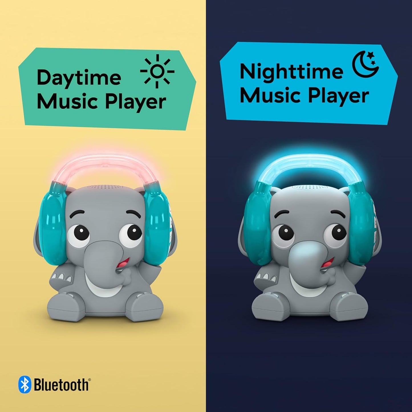 Baby Einstein Earl the Elephant Bluetooth Sound Machine, sistem de muzică + lumină de noapte, de la bebeluș la copil mic Jucarii Bebe Naty Shop