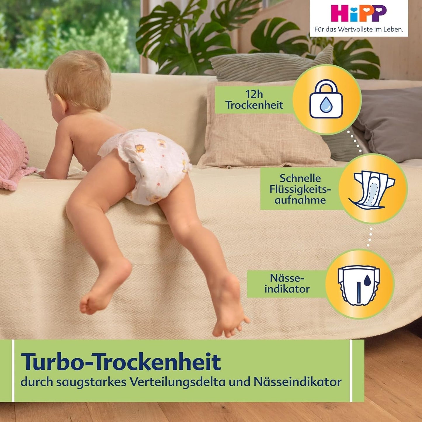 Scutec HiPP Extra Soft Premium Mărimea 1 Nou-născut 2-5 kg, 72 bucăți (3 pachete a câte 24), cu protecție anti-scurgere în 3 moduri și protecție dublă a pielii