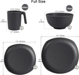 Set de veselă din PP | Set de veselă ușor și indestructibil, format din 16 piese, pentru copii și adulți, set combinat de masă cu 4 farfurii, 4 farfurii de desert, 4 boluri, 4 cești pentru 4 persoane