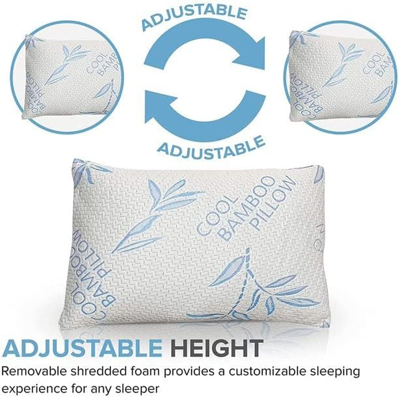 Comfysleep king size pernă de viscoză din bambus, răcoritoare, spumă de memorie mărunțită, viscoză reglabilă din bambus, capac detașabil / lavabil, 2 bucăți Perne standard Naty Shop
