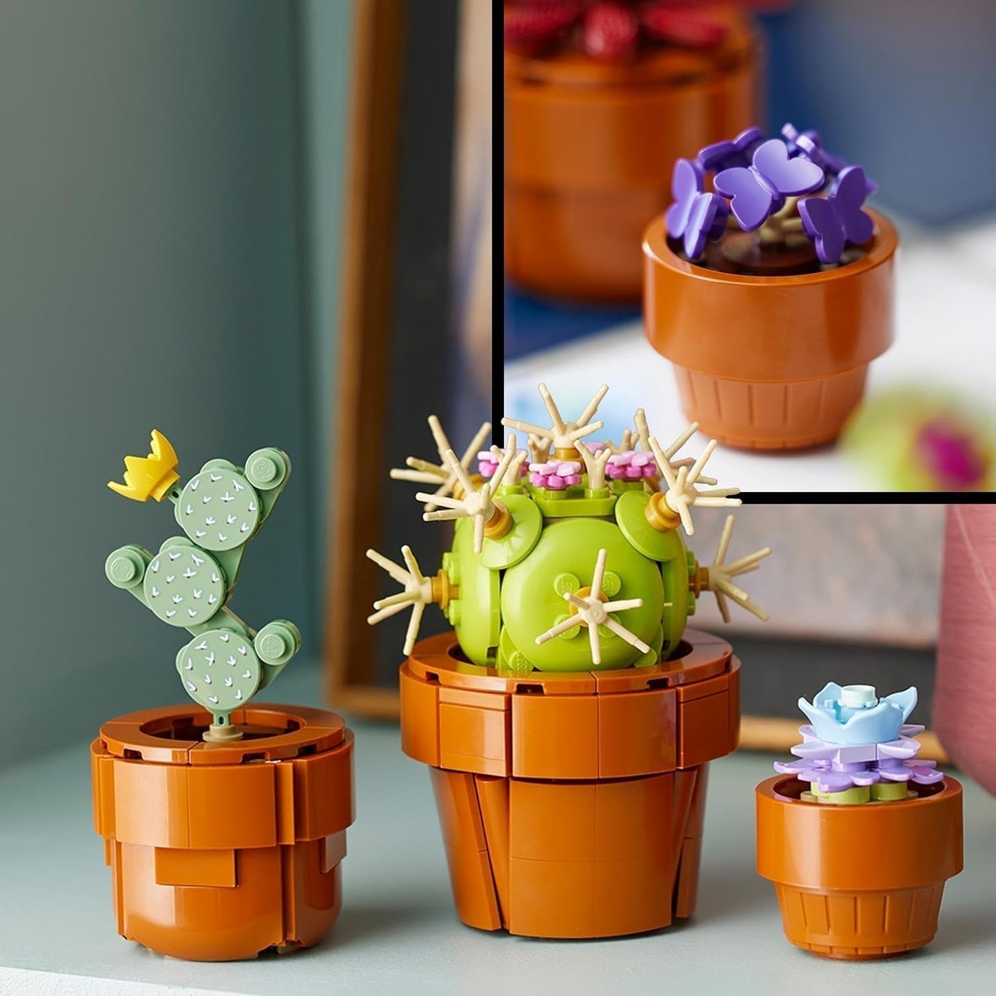 Mini plante LEGO Icons, 9 flori artificiale de construit, set de colecție botanică pentru adulți cu ghiveci de teracotă construibil, decorațiuni pentru casă, cadou pentru femei și bărbați 10329 Seturi de constructie Besuche den LEGO-Store